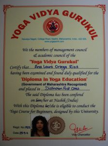 Yoga Teacher Training diploma